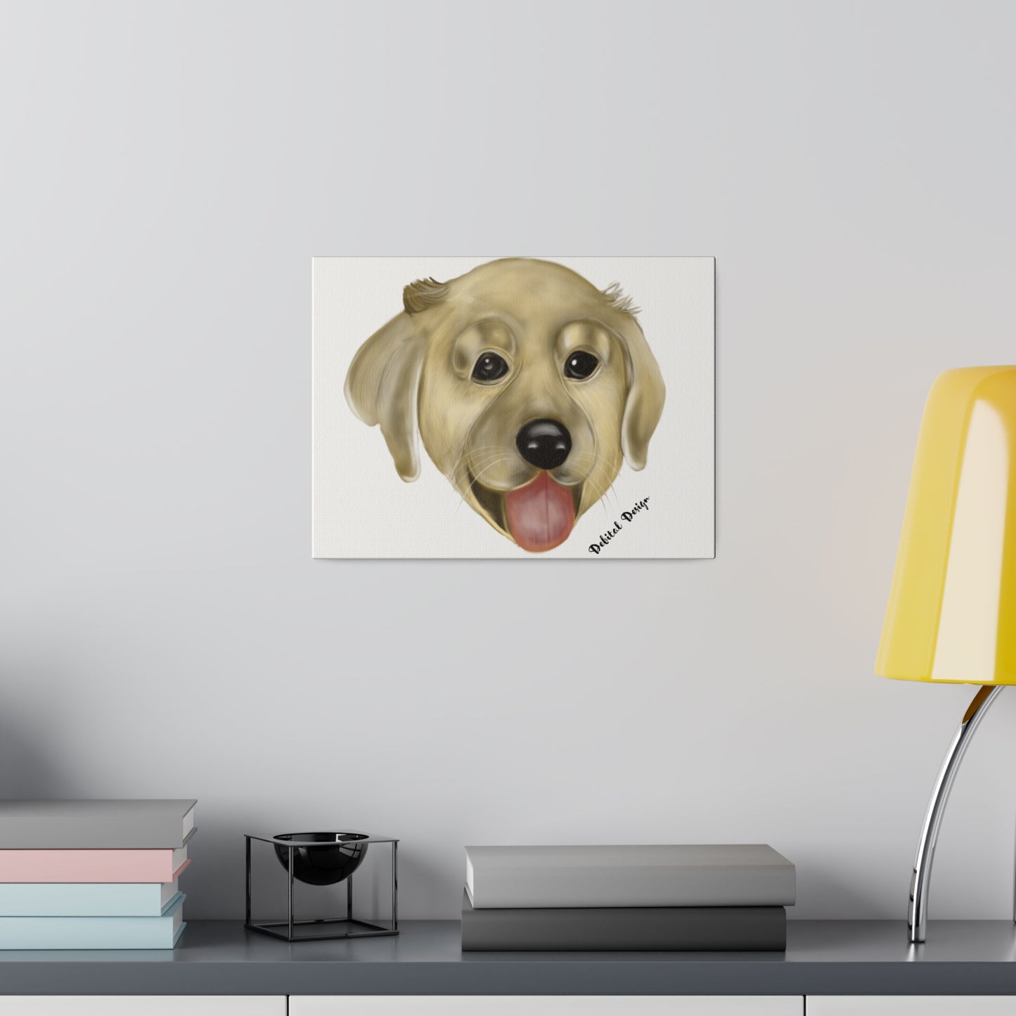 Golden Pup Matte Canvas, Stretched, 0.75" - Debital Design