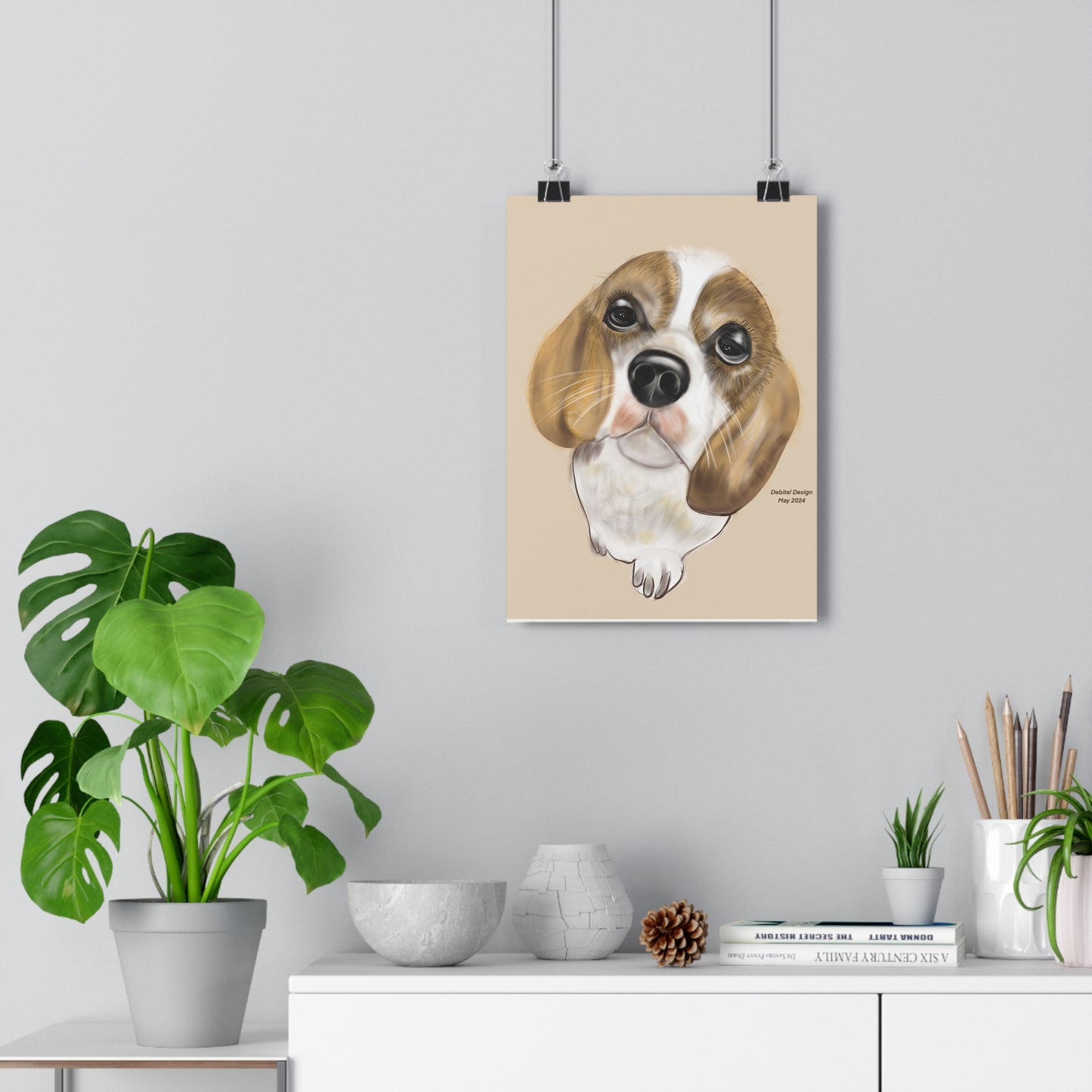 Giclée Art Print - Brown and White Dog - Debital Design