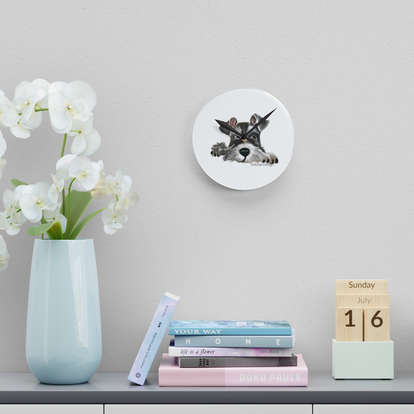 Acrylic Wall Clock with a Schnauzer - Debital Design