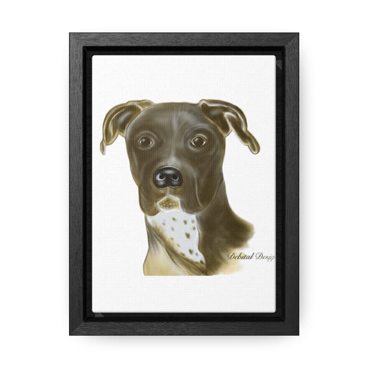 Canvas Wrap - Ivy Pit Bull Mix Brown and White Dog Vertical Frame - Debital Design 