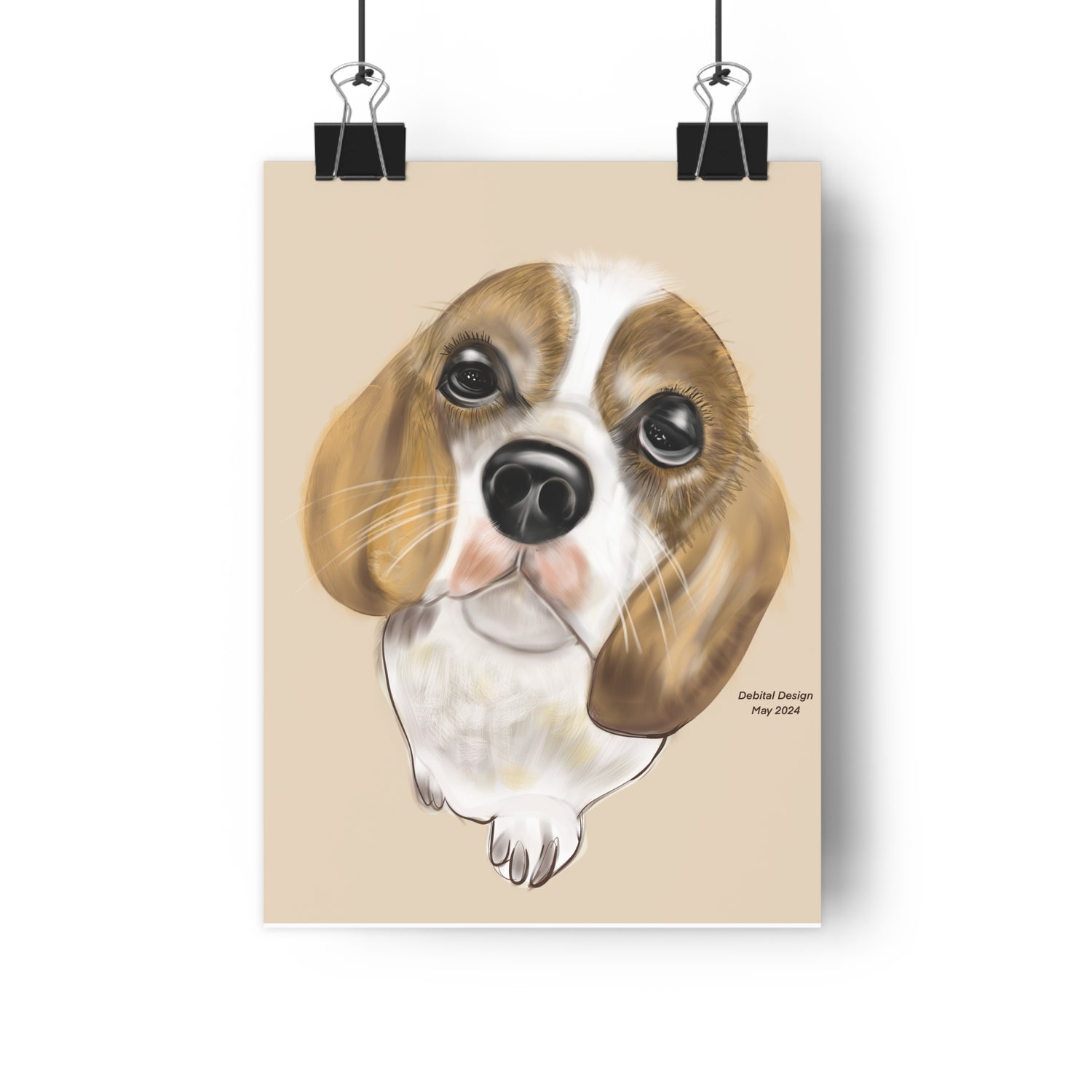 Giclée Art Print - Brown and White Dog - Debital Design 