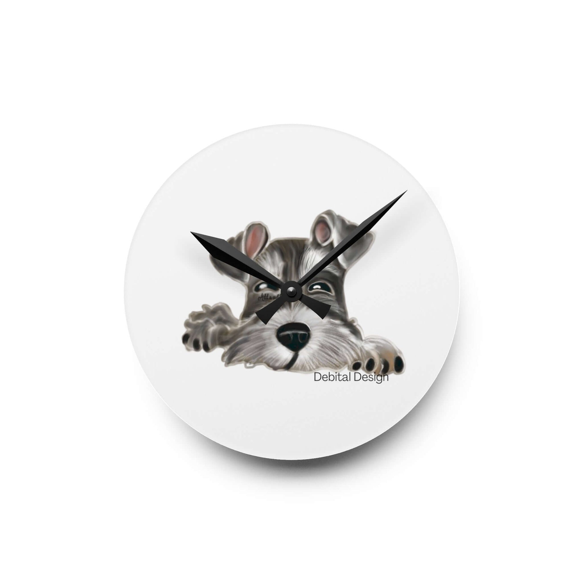 Acrylic Wall Clock   with a Schnauzer - Debital Design 
