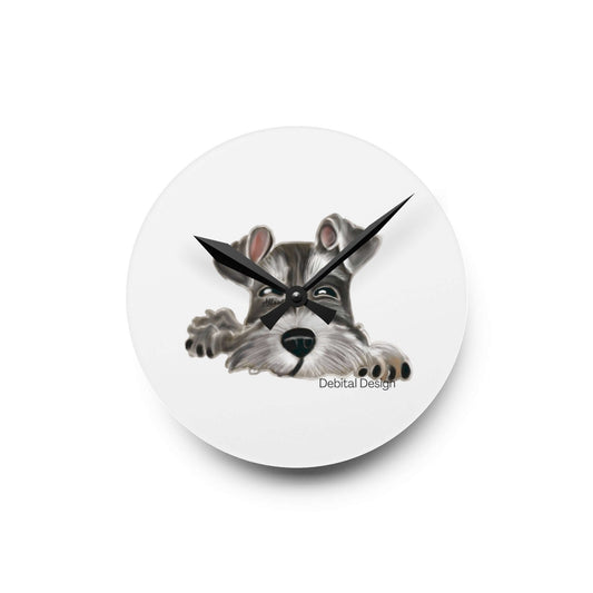 Acrylic Wall Clock   with a Schnauzer - Debital Design 