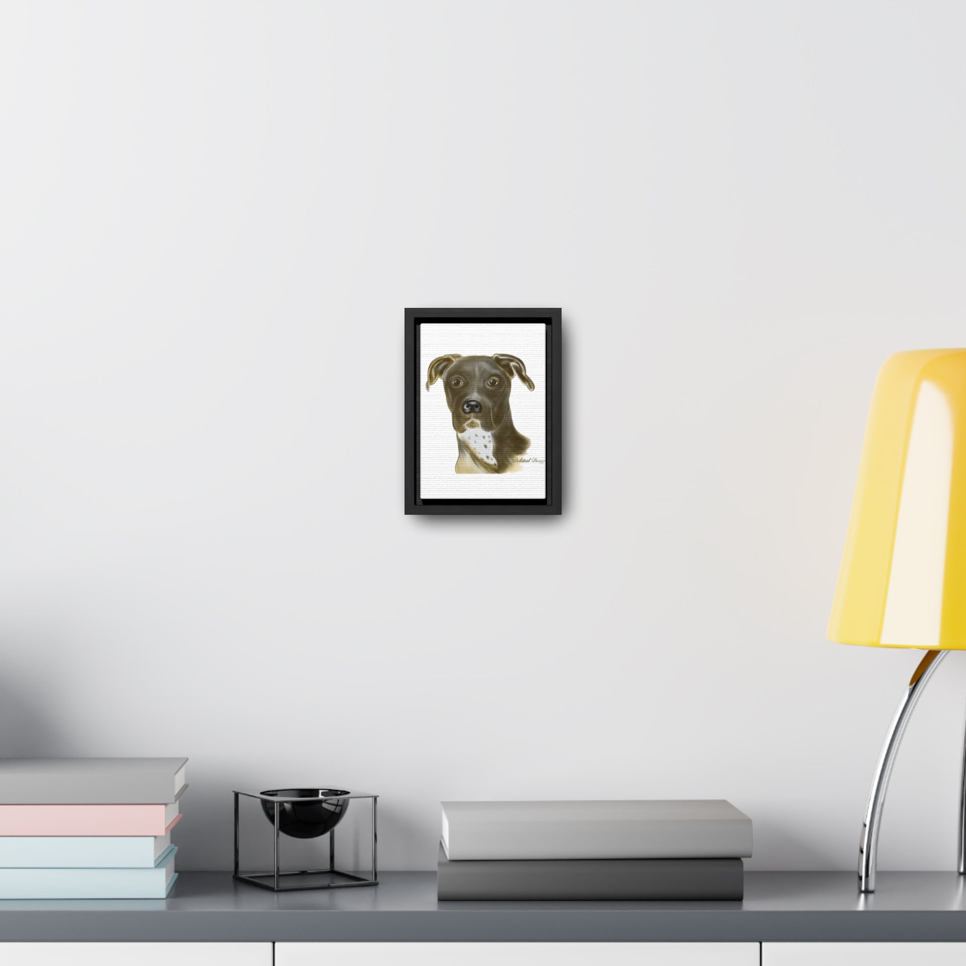 Canvas Wrap - Ivy Pit Bull Mix Brown and White Dog Vertical Frame - Debital Design 