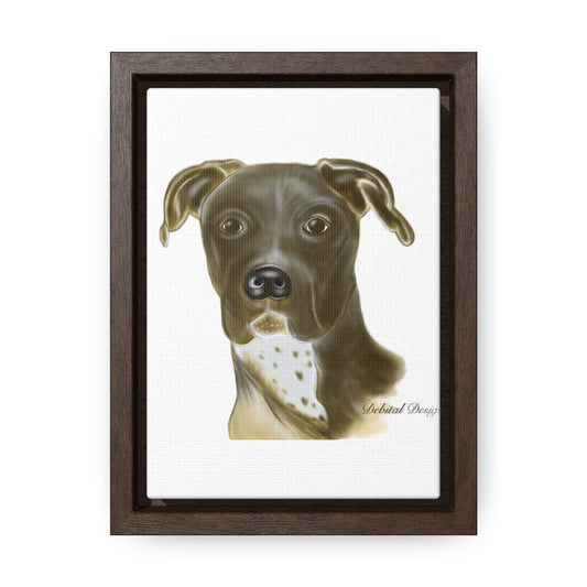 Canvas Wrap - Ivy Pit Bull Mix Brown and White Dog Vertical Frame - Debital Design 