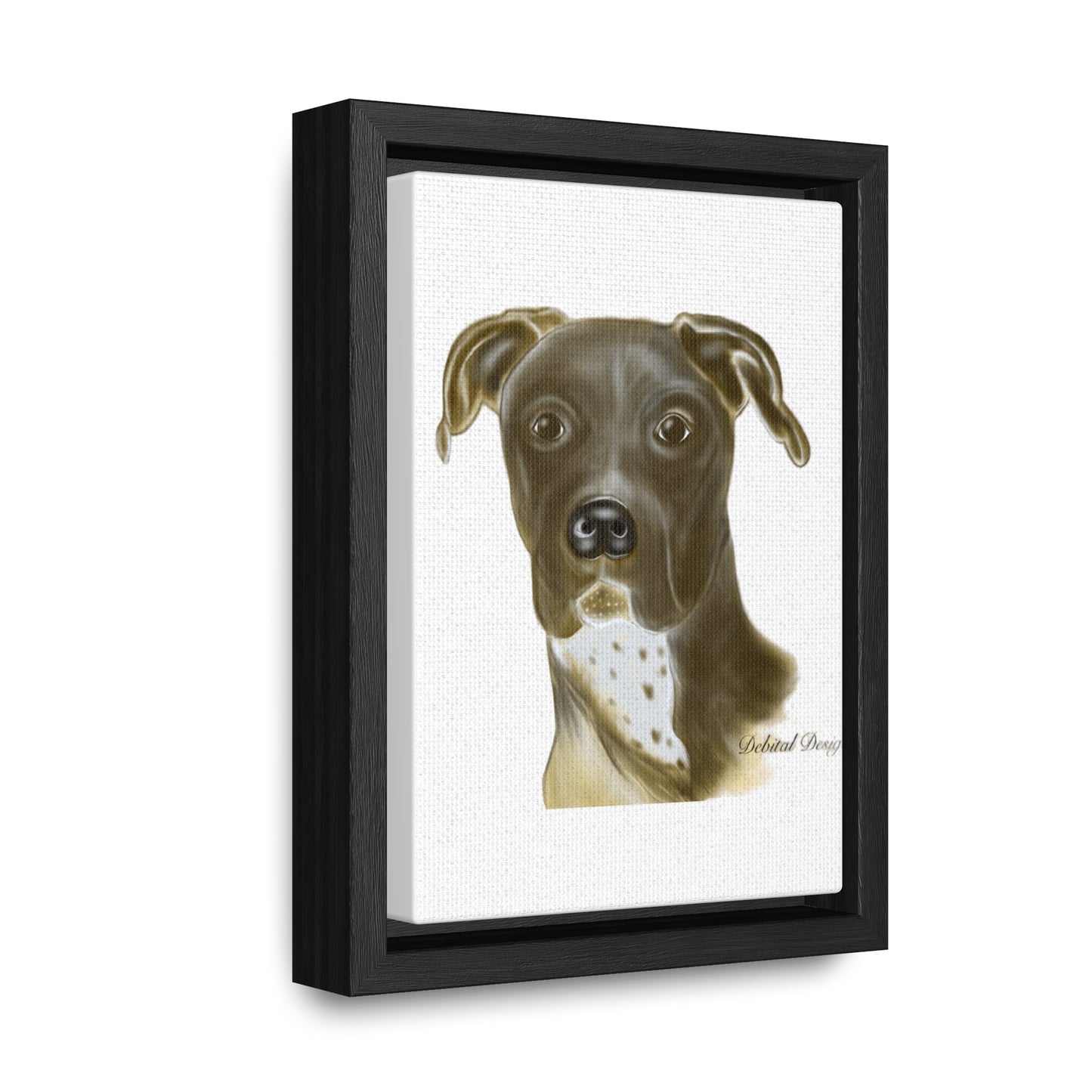 Canvas Wrap - Ivy Pit Bull Mix Brown and White Dog Vertical Frame - Debital Design 