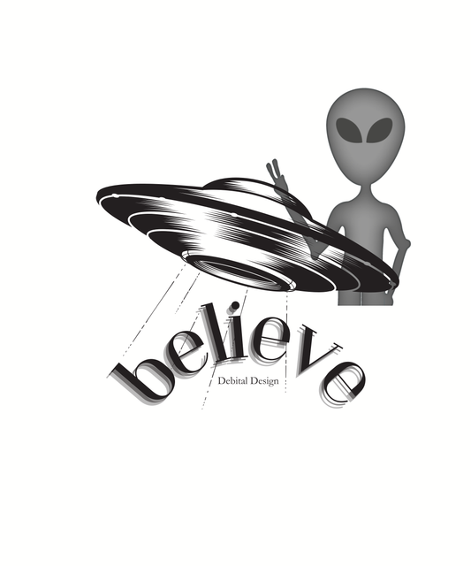 Alien Believe White glossy mug - Fun & Quirky Design for UFO Enthusiasts - Debital Design 