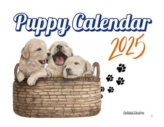 Adorable Puppies 12 Month Calendar - Debital Design 