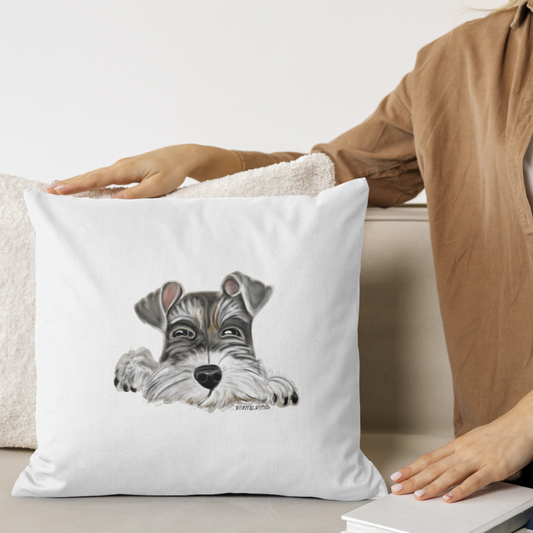 Schnauzer  White Pillow - Debital Design 