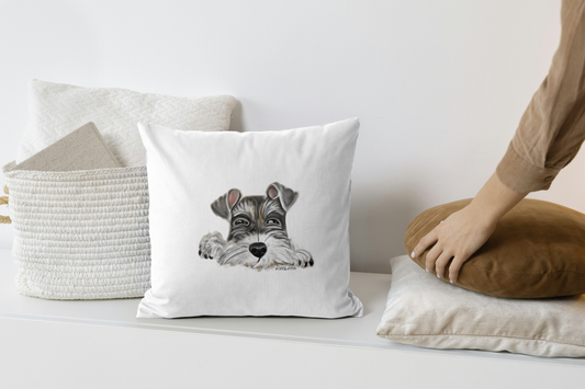 Schnauzer   White Pillow - Debital Design 